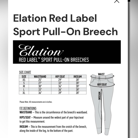 Elation Red Label Sport Pull- On Breech in Tornado Grey Size Small Women’s - Picture 14 of 14